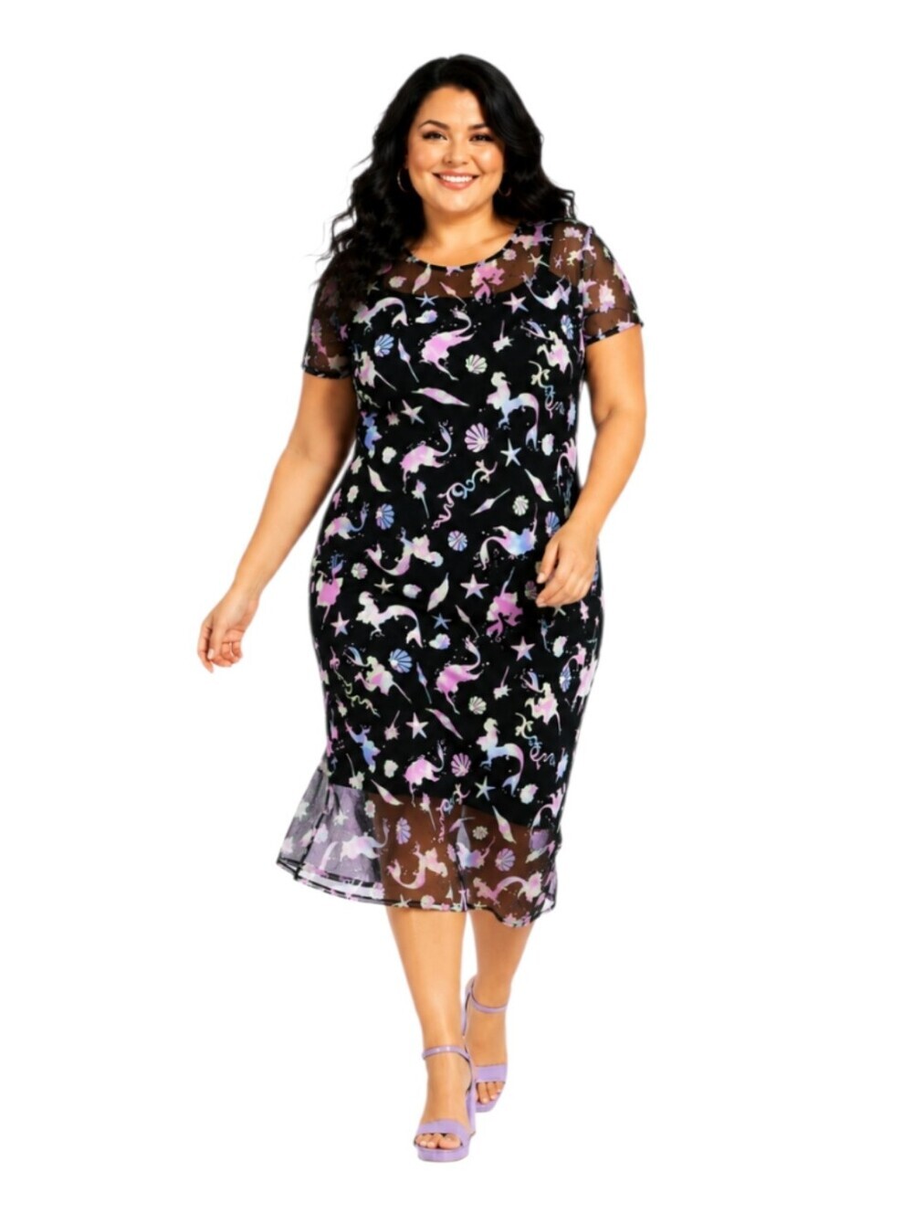 Disney Princess x Torrid Little Mermaid Mesh Midi Dress 2X NWT